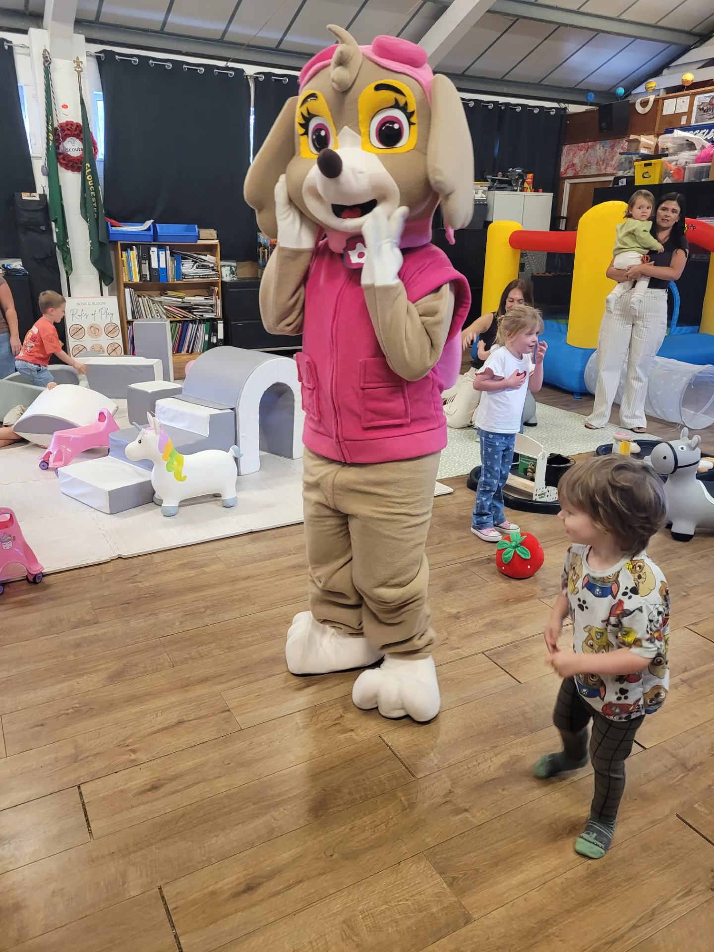 Bluey character mascot at an outdoor event